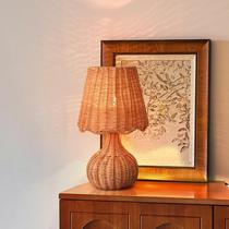 Candeeiro de mesa Ziqqeelam Rattan para quarto, Boho Small Spaces