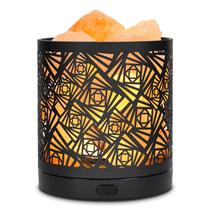 Candeeiro de sal do Himalaia SUNYA Cesta de metal com 5 lâmpadas LED rosa