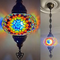Candeeiro de teto Vissmarta de vidro multicolorido turco marroquino
