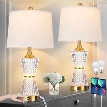 Candeeiros de mesa Cinkeda 26" Gold Set 2 portas USB AC Outlet Candeeiros de mesa Cinkeda 26" Gold Set 2 portas USB AC Outlet