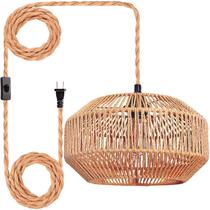 Candeeiros suspensos Maliralt Rattan Pendant Light 5m Cord Bedroom Candeeiros suspensos Maliralt Rattan Pendant Light 5m Cord Bedroom