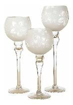 Candelabro 3 Peças Porta Vela Flor Transparente Bella Tavola - BELA TAVOLA