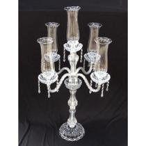 Candelabro 5 Pontas Cristal c Pingentes e Cupulas Formosa