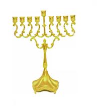 Candelabro 9 Velas Menorá Hanukkah Chanukiá - Israel Dourado