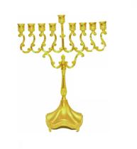 Candelabro 9 Velas Menorá Hanukkah Chanukiá - Israel Dourado Candelabro 9 Velas Menorá Hanukkah Chanukiá - Israel Dourado