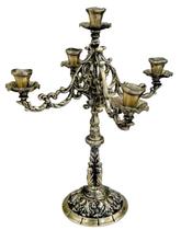 Candelabro Castiçal 5 Velas Menorah 36 Cm Bronze Decoração - Wilmil