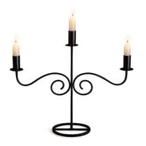 Candelabro Castiçal Clássico Ferro Artesanal Porta Velas Dourado ou Preto Candelabro Castiçal Clássico Ferro Artesanal Porta Velas Dourado ou Preto