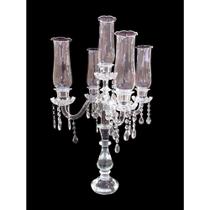 Candelabro Cristal Pingentes e Cupulas 5 Pontas Formosa