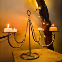 Candelabro De Ferro Artesanal 4 Braços Para Vela Presente Afetivo e Decorativo