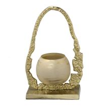 CANDELABRO DECORATIVO EM ALUMINIO C/VIDRO DOURADO - 30cm