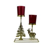Candelabro Decorativo Natalino 2 Velas - 17x23,5x8cm