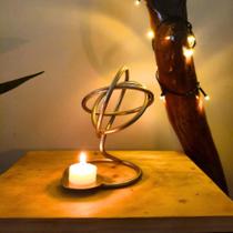 Candelabro Em Ferro Estilo Átomo Decorativo Artesanal 12cm Para Vela Física