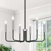 Candelabro Farmhouse Lynnoland 6 luzes em preto e prata