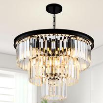 Candelabro HCCZ 8 Light Modern Crystal 50cm preto para interior Candelabro HCCZ 8 Light Modern Crystal 50cm preto para interior