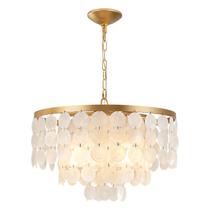 Candelabro HLMRCHEN de Concha - 4 Luzes, Dourado/Branco, 18"