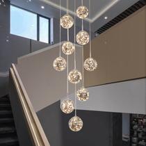 Candelabro KAUCQI Escadaria LED de 10 luzes com teto de cristal 50W