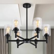 Candelabro LIGHTDAMY 6-Light Preto Transparente 63cm Candelabro LIGHTDAMY 6-Light Preto Transparente 63cm