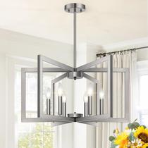 Candelabro Lynnoland 25" de 6 luzes em níquel escovado moderno