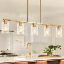 Candelabro Mecgirn Island em ouro escovado claro com 5 luzes Candelabro Mecgirn Island em ouro escovado claro com 5 luzes
