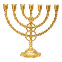 Candelabro Menorá Cristão Israel Judaico Igreja Dourado 30cm