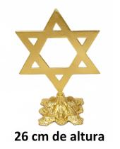Candelabro Menora Estrela De Davi Em Alumínio Dourado 25cm - maranata shofar