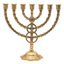Candelabro Menorah de Acrílico Dourado 25x27 cm - Decoração Judaica