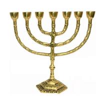 Candelabro Menorah Grande de Bronze 27cm - Sete Pontas Candelabro Menorah Grande de Bronze 27cm - Sete Pontas