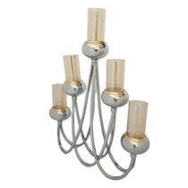 Candelabro Metal Prata e Dourado para 5 Velas