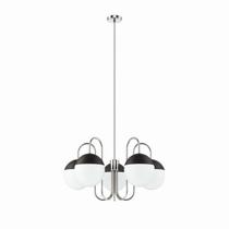 Candelabro Modway Stellar de 5 luzes em vidro opalino em níquel