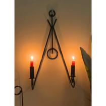Candelabro Porta-Velas Decorativo Em Ferro Feng Shui Prosperidade Preto