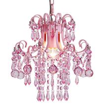 Candelabro Q&S Mini Crystal Pink 1 Light E26 para quarto de princesa Candelabro Q&S Mini Crystal Pink 1 Light E26 para quarto de princesa