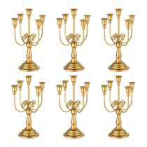 Candelabro Romadedi Gold de 5 braços, 30 cm, conjunto de 6 metais