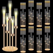 Candelabro Tandefio dourado de 5 braços com tons de acrílico LED