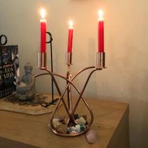 Candelabro Triplo Abstrato Design Moderno Castiçal Bronze Artesanal Decorativo Escultura Mesa Luxo