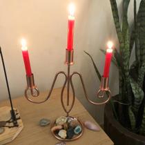 Candelabro Triplo Artesanal Bronze Vintage Castiçal Decorativo Mesa Ferro Forjado Luxo