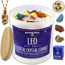 Candle Dancing Bear Leo Zodiac com 3 cristais de cura 240 ml Candle Dancing Bear Leo Zodiac com 3 cristais de cura 240 ml