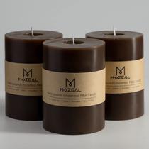 Candle MOZEAL 3"x4" marrom sem perfume, conjunto de 3