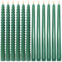 Candle Sihuida, pacote com 12 unidades, Hunter-Green Taper, 25 cm, sem gotejamento