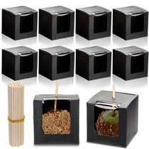 Candy Apple Boxes ZEAYEA, pacote com 50 furos e palitos, 10 x 10 x 10 cm