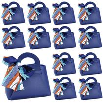 Candy Bag LPEIEB Leather Ribbon, pacote com 12 pacotes, presente de casamento, azul escuro