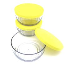 Candy Bowl - Tigela de Sobremesa em Acrílico com tampa Amarela 12x5cm - 400ml - Fábrica de utilidades