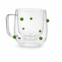Caneca 200ml Café Vidro Parede Dupla Bolinhas Verde Isanog Caneca 200ml Café Vidro Parede Dupla Bolinhas Verde Isanog