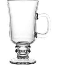 Caneca 250ml Avulsa Para Cappuccino e Café De Vidro Com Pé e Alça