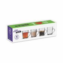 Caneca 270Ml Vidro Incolor Com 4 Peças Americano