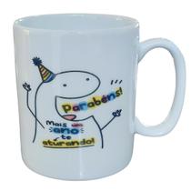 Caneca 300ml - Porcelana - Decoração Flork - Feliz Aniversário UNISEX