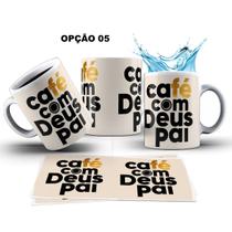 Caneca 325ml Café Com Deus Pai Frases Devocionais Cristão - LARANJA E MIMOS