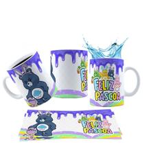 Caneca 325ml Cerâmica Feliz Páscoa Ursinho Carinhosos