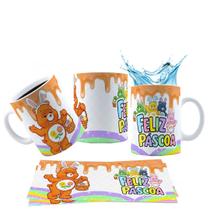 Caneca 325ml Cerâmica Feliz Páscoa Ursinho Carinhosos