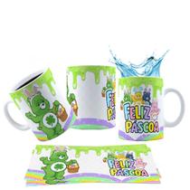 Caneca 325ml Cerâmica Feliz Páscoa Ursinho Carinhosos