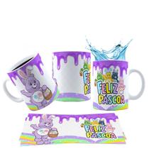 Caneca 325ml Cerâmica Feliz Páscoa Ursinho Carinhosos